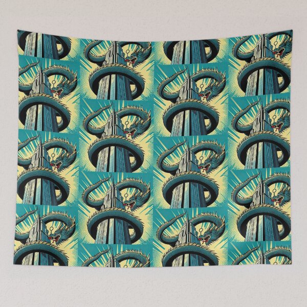 Item preview, Dragon with Skyscraper Pop Art Style designed and sold by artofuniverse.