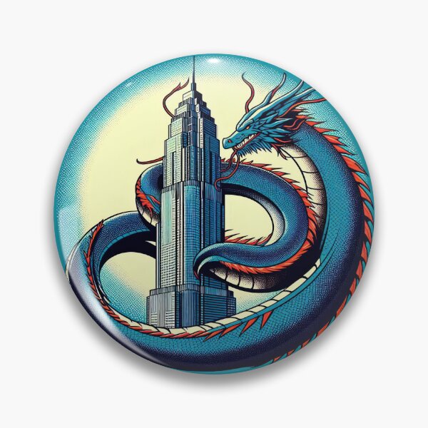 Item preview, Dragon with Skyscraper Pop Art Style designed and sold by artofuniverse.