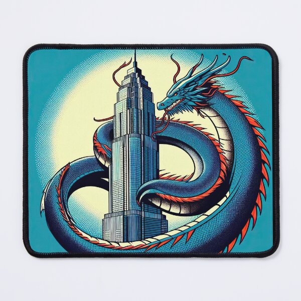 Item preview, Dragon with Skyscraper Pop Art Style designed and sold by artofuniverse.
