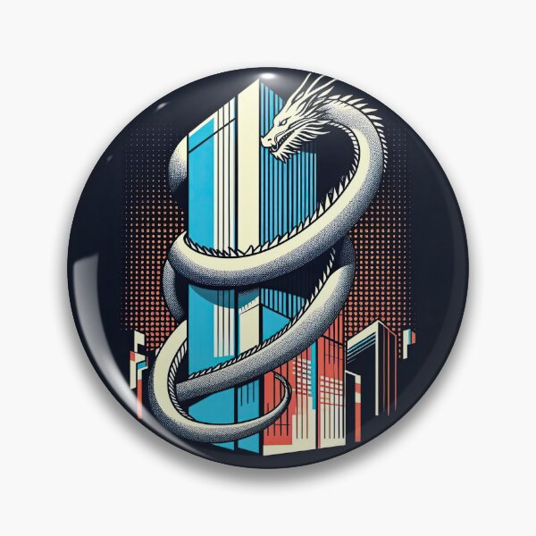 Item preview, Dragon with Skyscraper Pop Art Style designed and sold by artofuniverse.