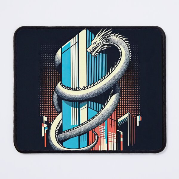 Item preview, Dragon with Skyscraper Pop Art Style designed and sold by artofuniverse.