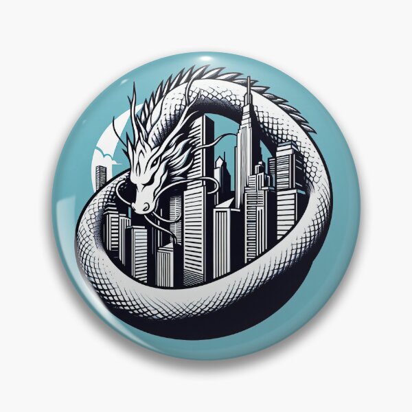 Item preview, Dragon with Skyscraper Pop Art Style designed and sold by artofuniverse.