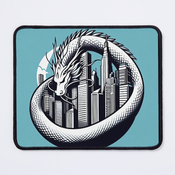 Item preview, Dragon with Skyscraper Pop Art Style designed and sold by artofuniverse.