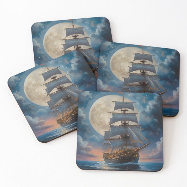 Item preview, Ship in the moonlight designed and sold by Ghazal-art.