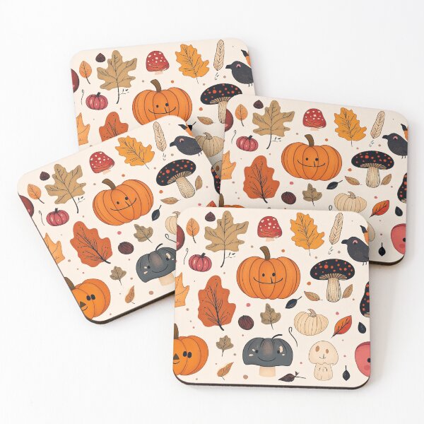 Item preview, Cute Kawaii Autumn Characters Toadstools Pumpkins and woodland animals designed and sold by BeatnikBuddha.