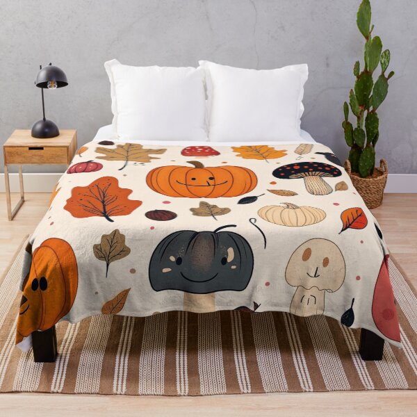 Item preview, Cute Kawaii Autumn Characters Toadstools Pumpkins and woodland animals designed and sold by BeatnikBuddha.
