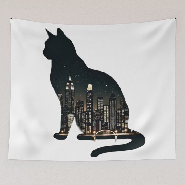 Item preview, Urban Nightscape Cat designed and sold by TeslaSt0re.