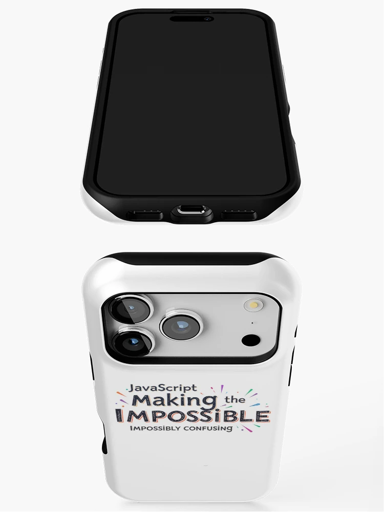Thumbnail 3 of 4, iPhone Case, JavaScript Making the Impossible Impossibly Confusing Developer Humor designed and sold by MindM.