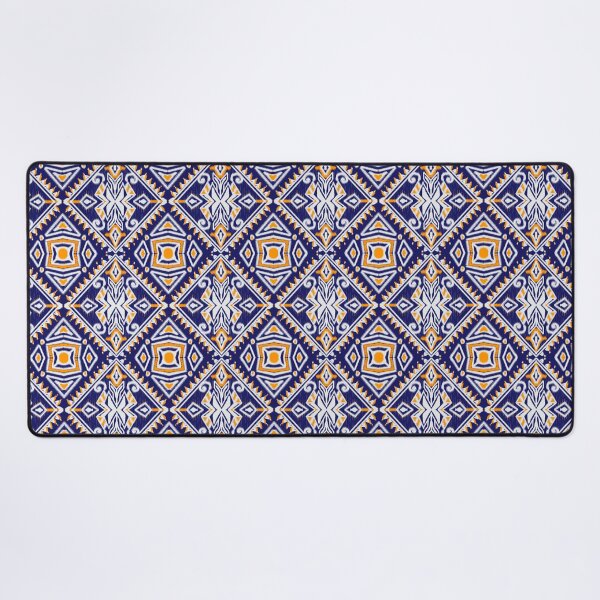 Item preview, Ethnic seamless ikat pattern Textile illustration, blue embroidery, striped print Floral ornaments, motifs, hand drawn designed and sold by DMTJ.
