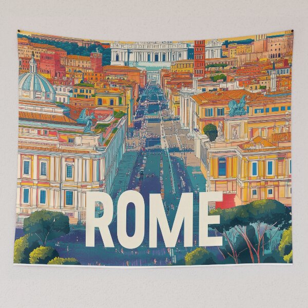 Item preview, Stunning Rome Cityscape Art Print – Vintage-Inspired Italian Decor designed and sold by nomiraclehere.