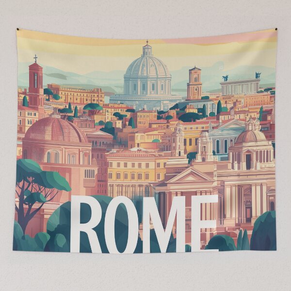 Item preview, Stunning Rome Cityscape Art Print – Vintage-Inspired Italian Decor designed and sold by nomiraclehere.