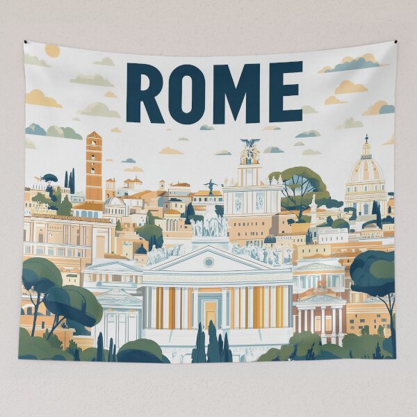 Item preview, Stunning Rome Cityscape Art Print – Vintage-Inspired Italian Decor designed and sold by nomiraclehere.