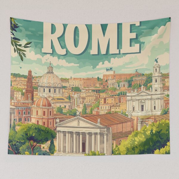 Item preview, Stunning Rome Cityscape Art Print – Vintage-Inspired Italian Decor designed and sold by nomiraclehere.