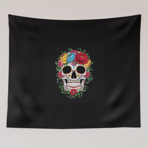 Item preview, sugar skull with flowers #1 designed and sold by davidbjones254.