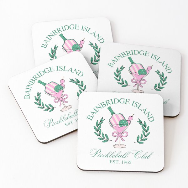 Item preview, Pickleball Social Club, Bainbridge Island, Pink Bow Ribbon, Pickleball Paddle designed and sold by MerchSearchCO.