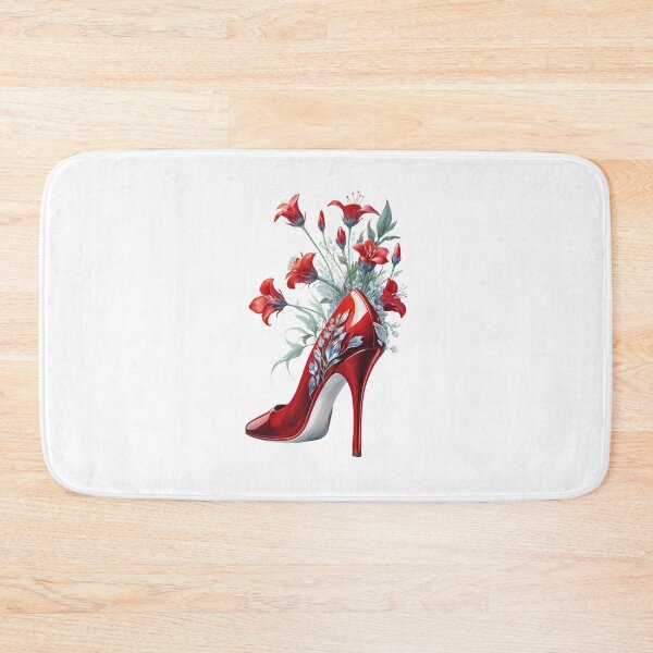 Item preview, Patent leather red slipper with flowers designed and sold by MadinaFatt.