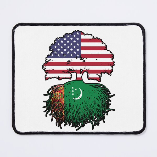 Item preview, Turkmenistan Turkmen American USA Tree Roots Flag designed and sold by FlagX.