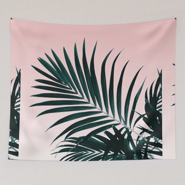 Item preview, Modern tropical palm tree photography pastel pink ombre gradient designed and sold by GirlyTrend.