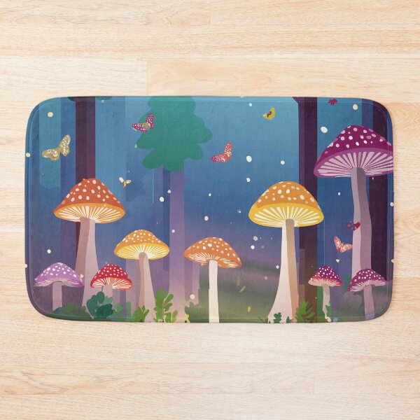 Item preview, Fireflies in a magical forest with colorful mushrooms. designed and sold by CreativeFlux.