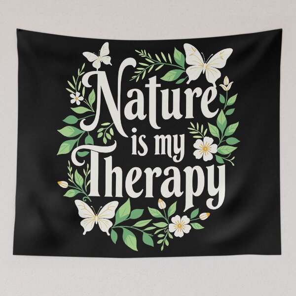 Item preview, Nature is My Therapy - Calming Floral and Butterfly Design designed and sold by QuirkPrint.