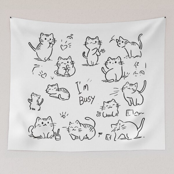Item preview, I'm Busy Cat Drawing Graphic designed and sold by MaryFiore.