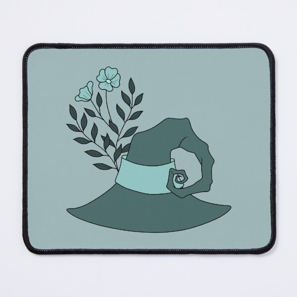 Item preview, Cute, Curly Teal Witch Hat with Flowers designed and sold by DappledMoon.