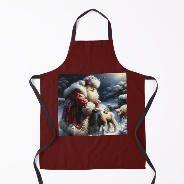 Item preview, Vintage Inspired Santa Claus and Lamb in Snow Scene - Festive Winter print designed and sold by mustardseed-410.
