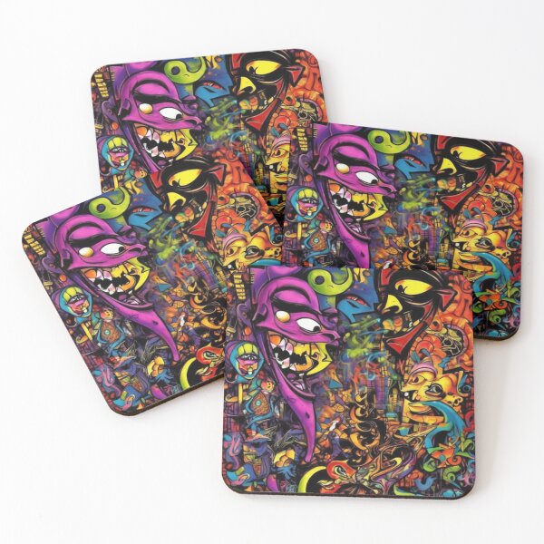 Item preview, Abstract Cartoon Faces Graffiti designed and sold by TheDarkWardrobe.