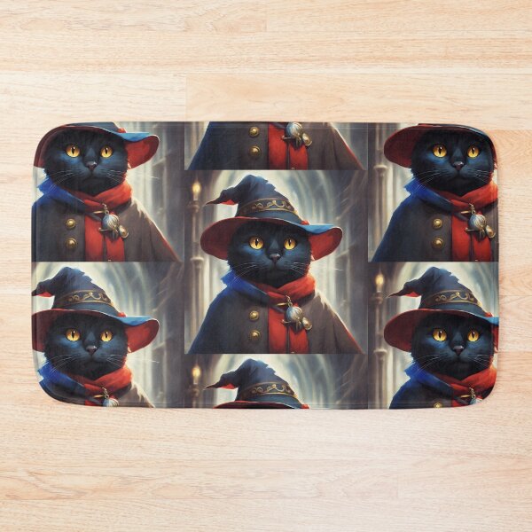 Item preview, Magical Black Cat Wizard Sorcerer - Fantasy RPG Illustration designed and sold by CrownedCanvas.