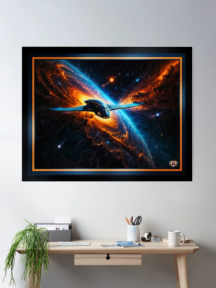 Excelsior Research Vessel Soaring Through Bresby Nebula Nursery Captivating AI Concept Art by Xzendor7 Room Decor Poster Art Print