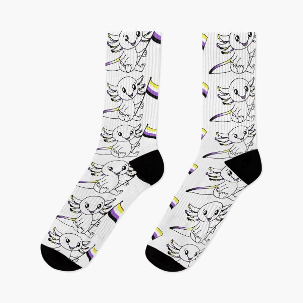 Item preview, Cute Axolotl with Nonbinary Pride Flag LGBTQ+ designed and sold by JoyfulJen.