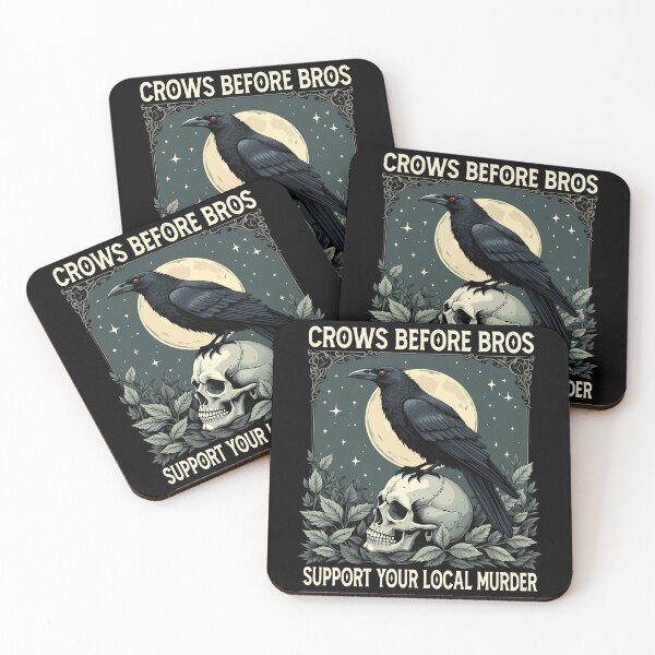 Item preview, Crows Before Bros Support Your Local Murrder Vintage Gothic Raven Skull Dark Humor designed and sold by ivotee.