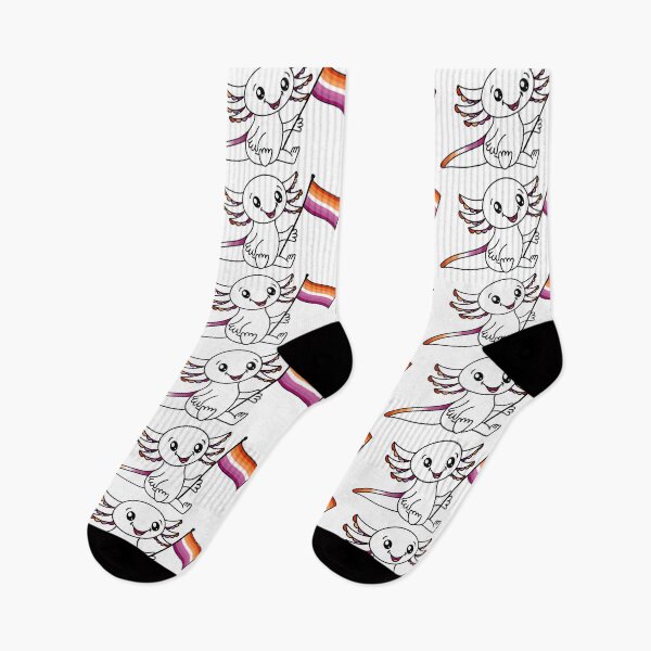 Item preview, Cute Axolotl with Lesbian Pride Flag LGBTQ+ designed and sold by JoyfulJen.