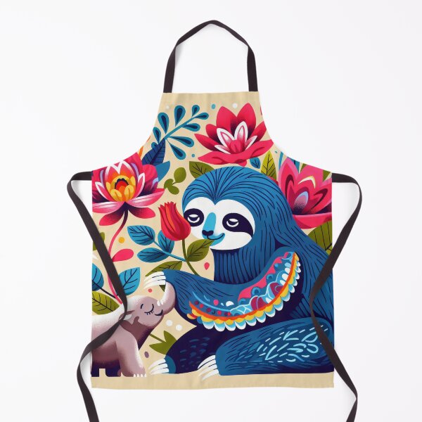 Item preview, Scandinavian Folk Art cute blue Sloth with tiny elephant friend designed and sold by FOLK ART FUSION by heidiannemorris.