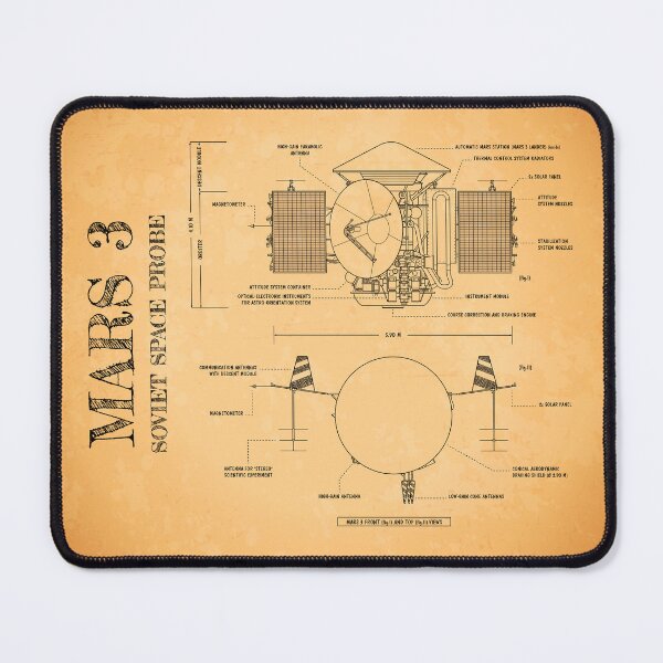 Item preview, Soviet Mars Program: Mars 3 Spacecraft and Lander (Aged Parchment) designed and sold by BGALAXY.
