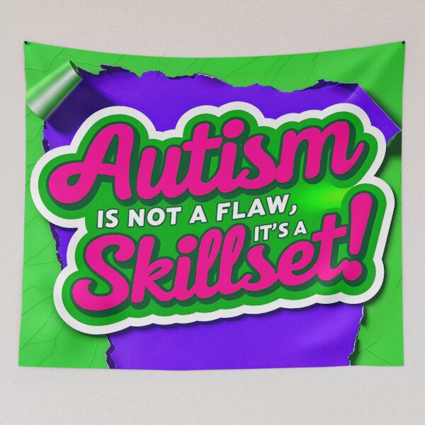 Item preview, Autism Is Not A Flaw It's A Skillset Funny Positive Quote designed and sold by TheArtOfPat.
