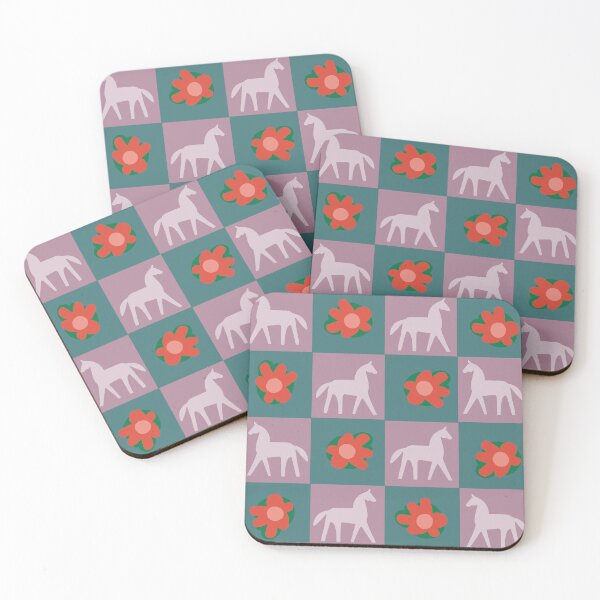 Item preview, Purple Horse and Flowers Minimal Modern Ethnic Seamless Geometrical Pattern designed and sold by Dalia Bieliūnaitė.