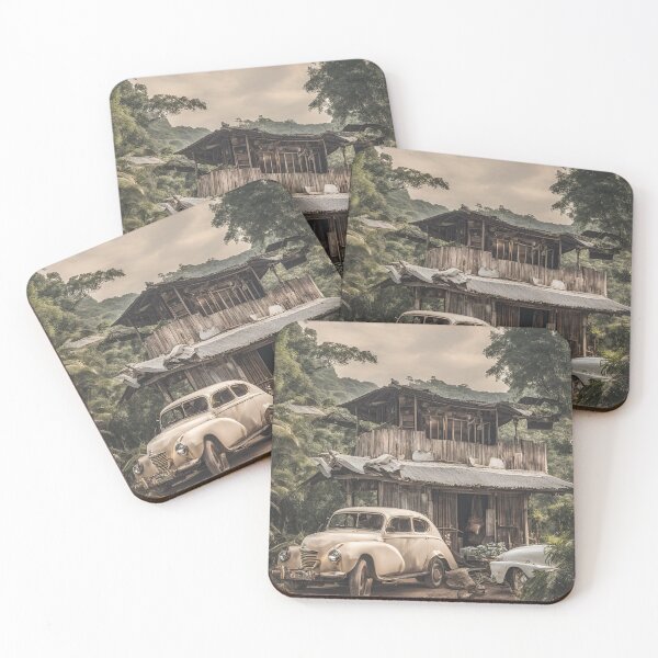 Item preview, "Time Stands Still" One of nostalgia and a bygone era. Vintage car, Classic car and Rustic house designed and sold by VRS-Runthiwa.