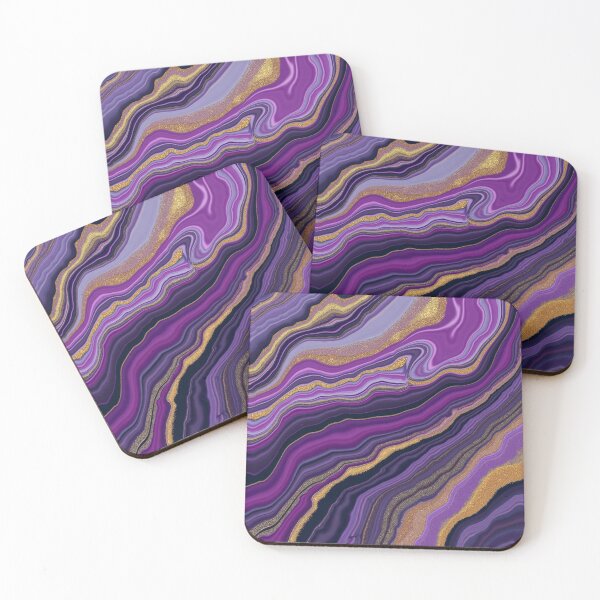 Item preview, Dark Purple Marble Agate Gold Glitter Pattern designed and sold by BirdsnStuff.