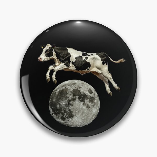 Item preview, Funny White and Black Cow Jumping Over the Moon designed and sold by HollywoodInked.