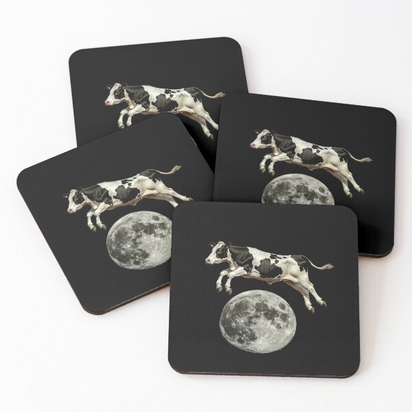Item preview, Funny White and Black Cow Jumping Over the Moon designed and sold by HollywoodInked.