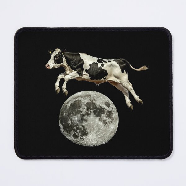 Item preview, Funny White and Black Cow Jumping Over the Moon designed and sold by HollywoodInked.