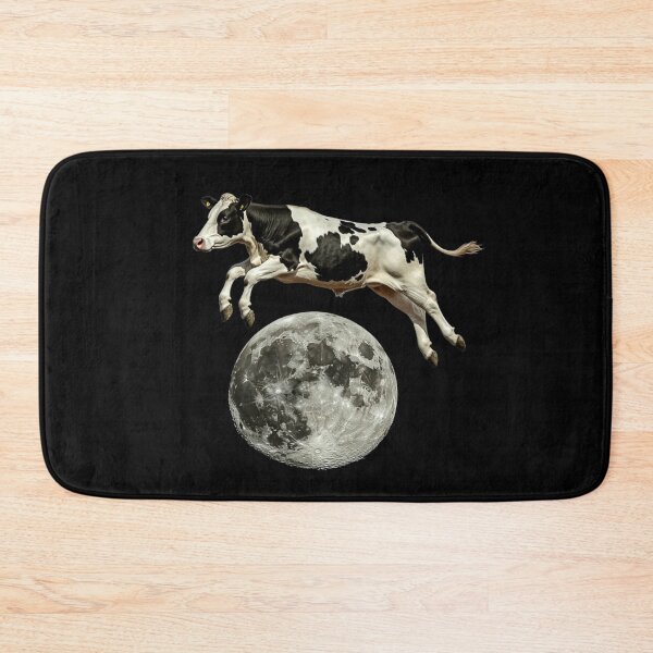Item preview, Funny White and Black Cow Jumping Over the Moon designed and sold by HollywoodInked.