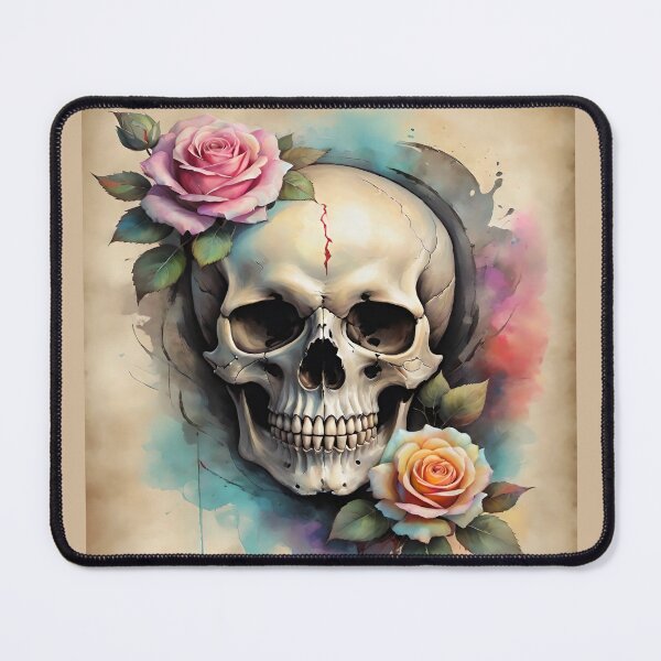 Item preview, Skull with pastel roses designed and sold by anunusualwoman.