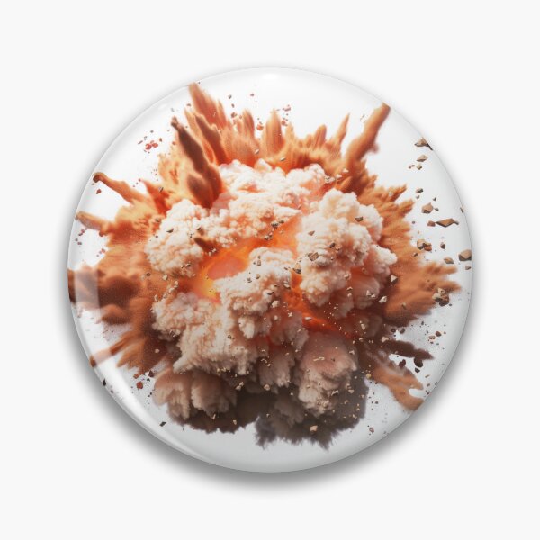 Item preview, A close-up shot of a bomb exploding against a white backdrop, capturing the moment of explosive energy and the resulting cloud of debris designed and sold by MiraCleAI.