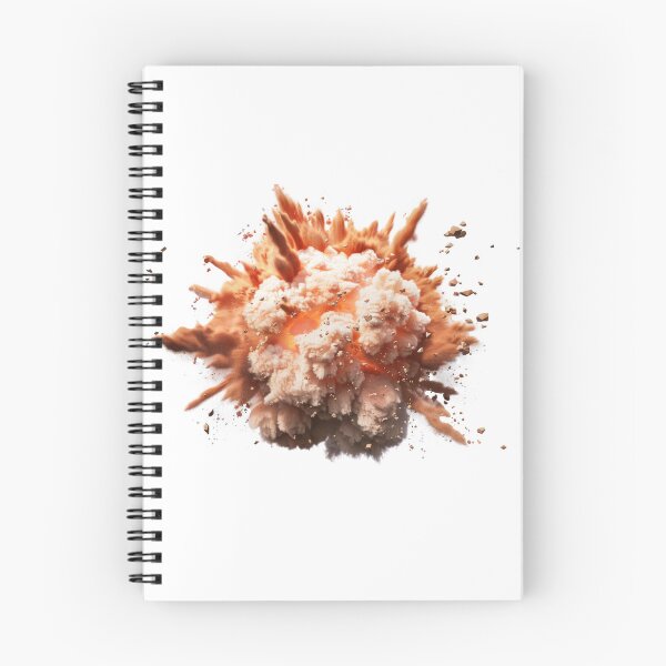 Item preview, A close-up shot of a bomb exploding against a white backdrop, capturing the moment of explosive energy and the resulting cloud of debris designed and sold by MiraCleAI.