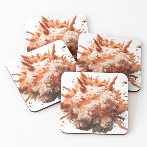 Item preview, A close-up shot of a bomb exploding against a white backdrop, capturing the moment of explosive energy and the resulting cloud of debris designed and sold by MiraCleAI.