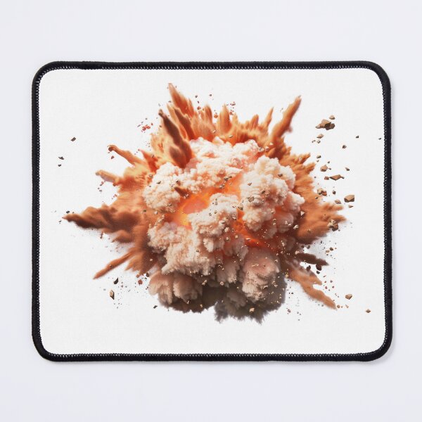 Item preview, A close-up shot of a bomb exploding against a white backdrop, capturing the moment of explosive energy and the resulting cloud of debris designed and sold by MiraCleAI.