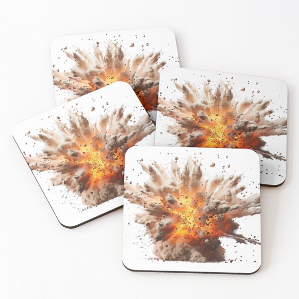 Item preview, A close-up shot of a bomb exploding against a white backdrop, capturing the moment of explosive energy and the resulting cloud of debris designed and sold by MiraCleAI.