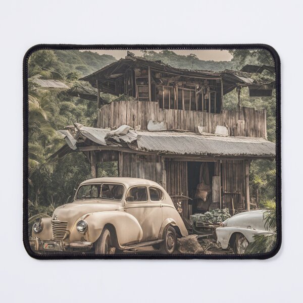 Item preview, "Time Stands Still" One of nostalgia and a bygone era. Vintage car, Classic car and Rustic house designed and sold by VRS-Runthiwa.